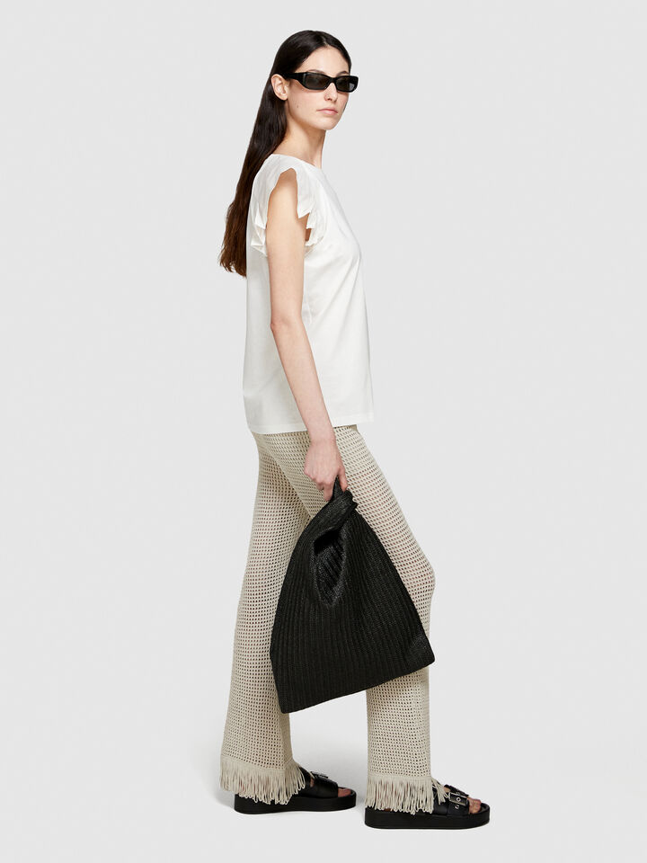 T-shirt with ruffles - women's short sleeve t-shirts - White | Sisley image number 2